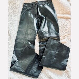 Danier Women’s Black Straight Leg Leather Pants, High Waisted EUC- Size 4